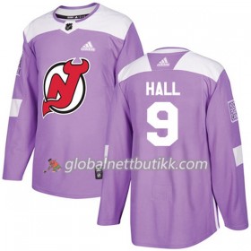New Jersey Devils Hockeydrakt Taylor Hall 9 2017-2018 Purple Fights Cancer Practice Adidas Authentic - Herre